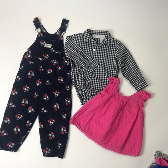 OshKosh B'gosh Other - Baby Girl Overalls and shirts bundle 24M EUC